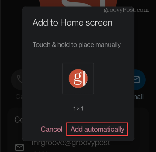 tambahkan kontak secara otomatis layar beranda android