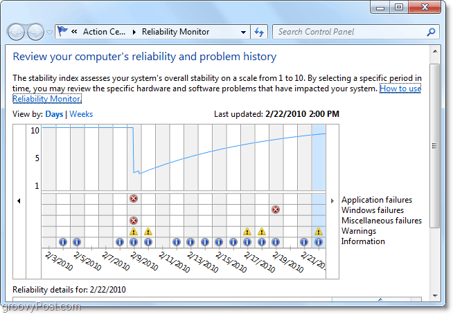 Cara-Menggunakan Alat Riwayat Reliabilitas untuk Mendiagnosis Masalah Windows 7