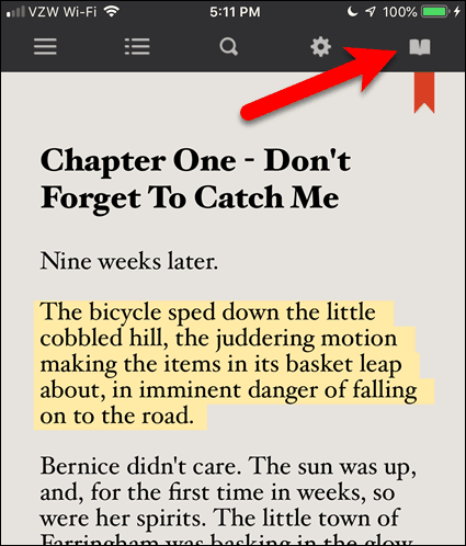 Ketuk ikon buku terbuka di eBuku di BookFusion untuk iOS