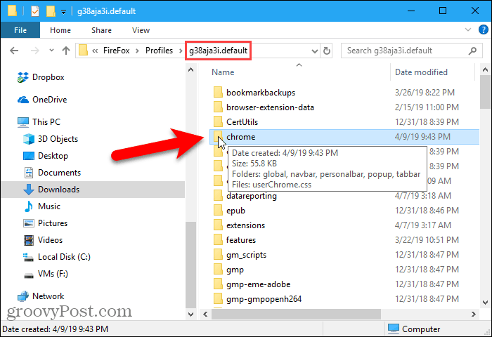 Rekatkan folder chrome ke profil Firefox Anda