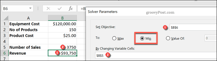 Mengatur variabel Excel Solver