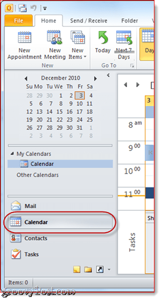 Kalender Google ke Outlook 2010