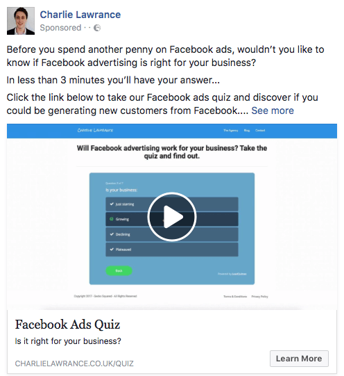 Gunakan iklan video Facebook untuk memberikan pratinjau konten magnet timbal kepada pengguna.