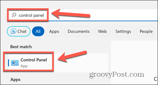 pencarian panel kontrol windows 11