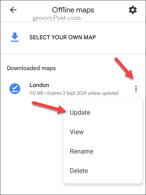 Perbarui peta Google Maps offline