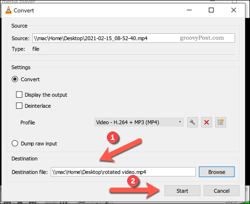 Memulai konversi file di VLC pada Windows