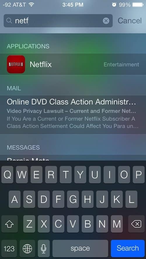 iOS 7 Spotlight