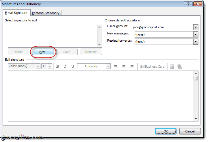 Lampirkan Kartu Bisnis di Outlook 2010 Email Signature