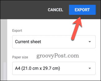 Ekspor Google Spreadsheet ke tombol PDF