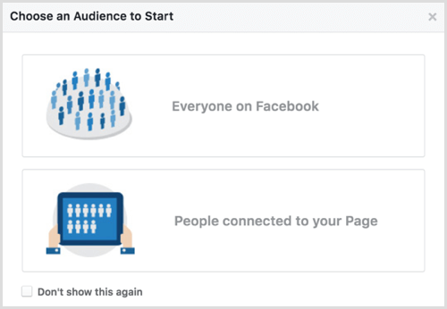 Facebook Audience Insights memilih audiens untuk memulai
