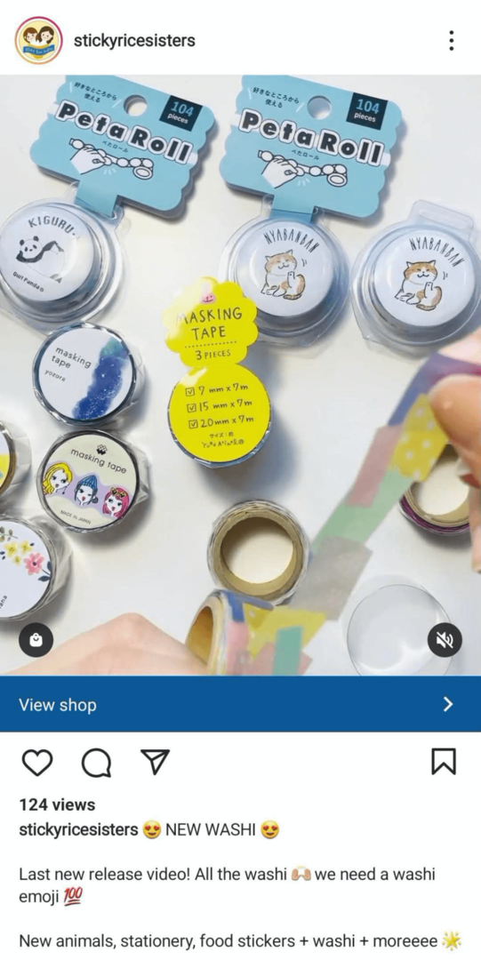 contoh video Instagram yang menampilkan lini produk