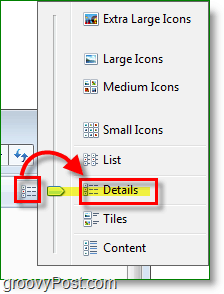 Tangkapan layar Windows 7 -melihat detail pencarian file