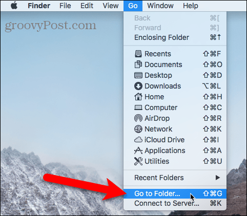 Pilih Buka Folder di Finder pada Mac