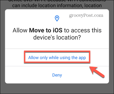 pindah ke aplikasi ios izinkan lokasi perangkat