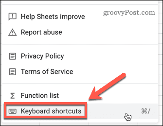 aktifkan pintasan google sheets