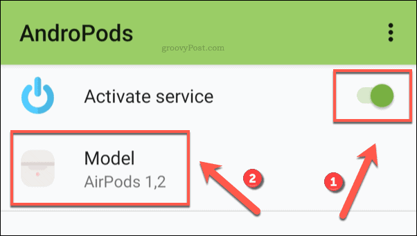 Mengaktifkan AndroPods di Android