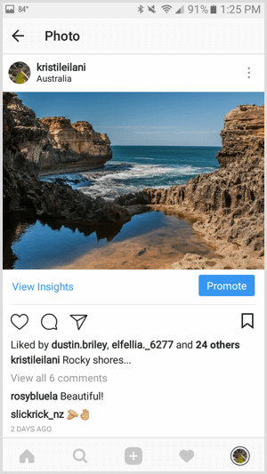 Iklan Instagram membuat promosi dengan aplikasi