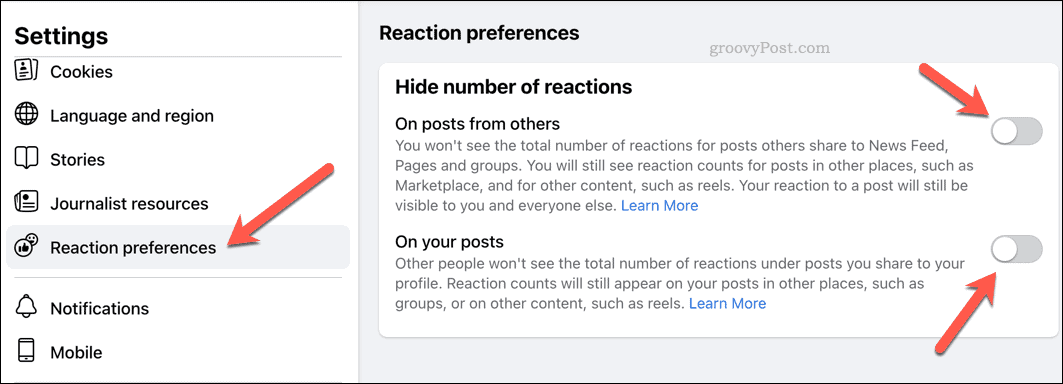 Ubah preferensi reaksi di Facebook