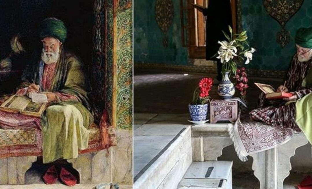Neslihan Sağır Çetin memotret lukisan yang digambar oleh pelukis Inggris 153 tahun lalu di Yeşil Türbe.
