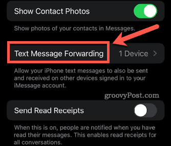 penerusan pesan teks iphone