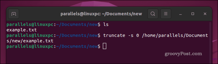 Mengosongkan file Linux menggunakan perintah truncate