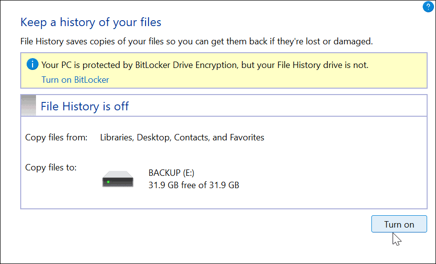 Gunakan riwayat file di Windows 11