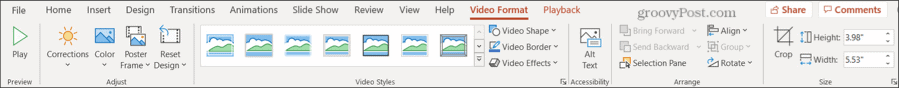 Tab Format Video di PowerPoint
