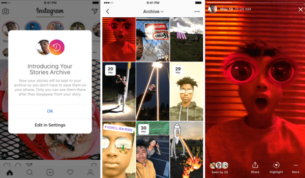 Arsip Cerita baru Instagram secara otomatis menyimpan Cerita yang kedaluwarsa ke bagian pribadi profil.