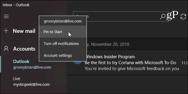 Sematkan Email Windows 10 Mulai aplikasi Mail