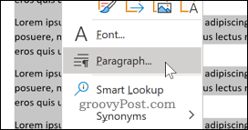 Opsi teks paragraf di Word