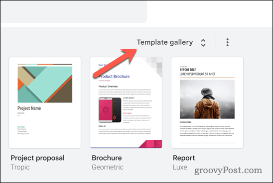 Buka galeri template di Google Docs