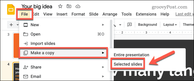 Menyalin slide di Google Slide