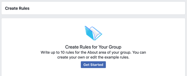 Cara meningkatkan komunitas grup Facebook Anda, opsi Facebook untuk mulai membuat aturan untuk grup Anda
