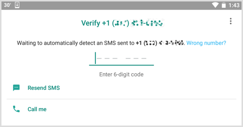Masukkan kode verifikasi yang Anda terima di WhatsApp Business.