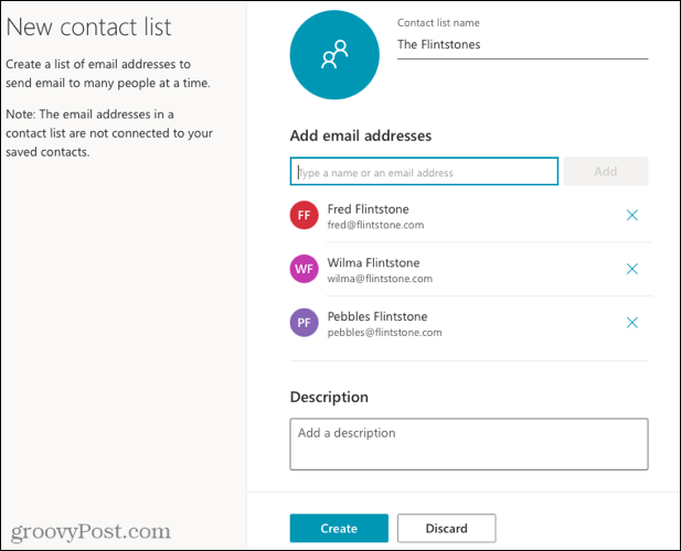 Siapkan daftar kontak baru di Outlook