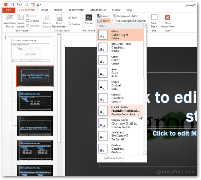 Buat Template Desain Kantor 2013 POTX Kustomisasi Slide Slide Tutorial Cara Geser Master Font Ubah Konfigurasi 