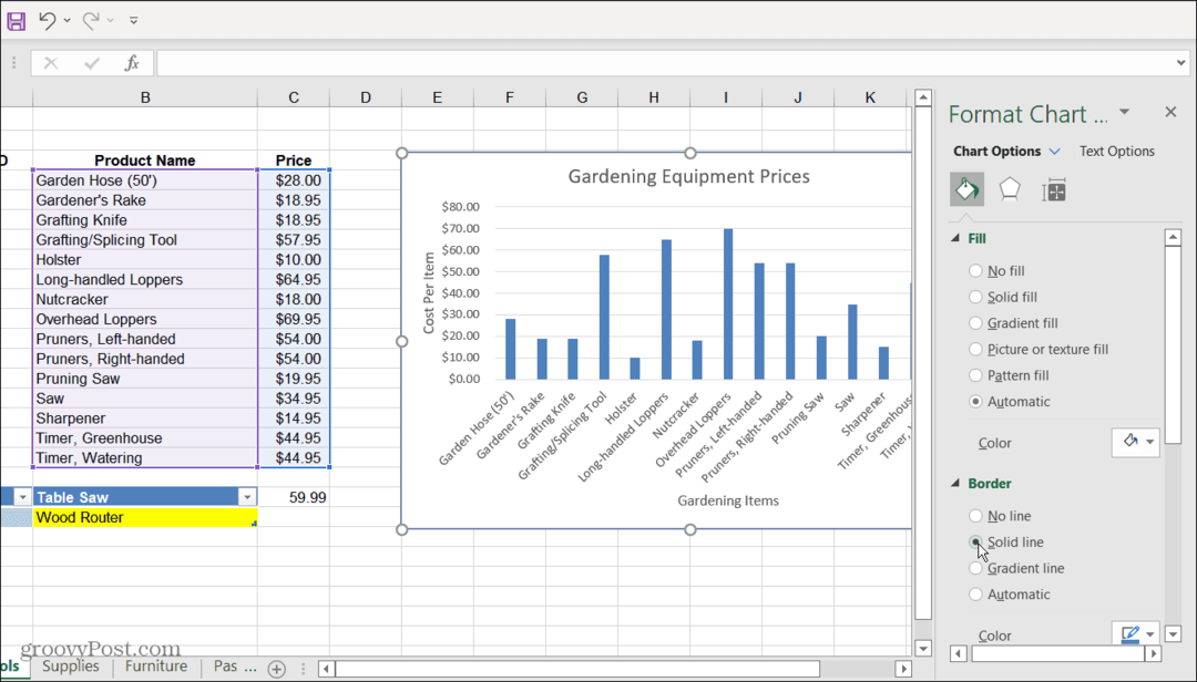  Format menu opsi grafik Excel