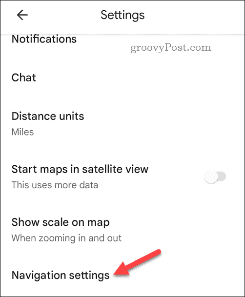 Buka pengaturan navigasi seluler Google Maps