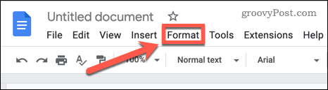 Buka menu Format di Google Documents