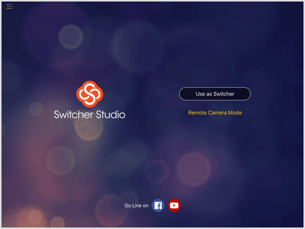 layar utama switcher studio iOS