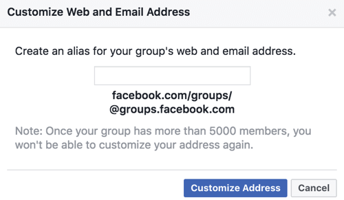 Dapatkan URL dan alamat email khusus untuk grup Facebook Anda.