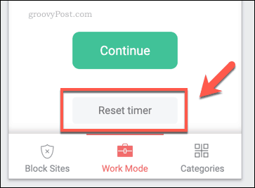 Mengatur ulang timer kerja BlockSite