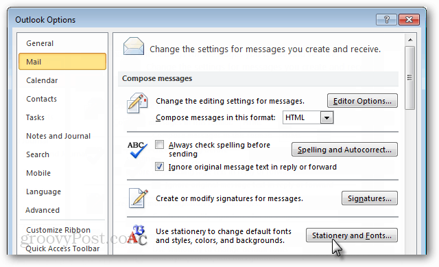 Cara Mengubah Font Default di Outlook 2010