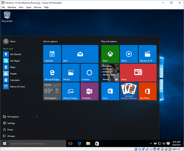14 Windows 10 di VirtualBox