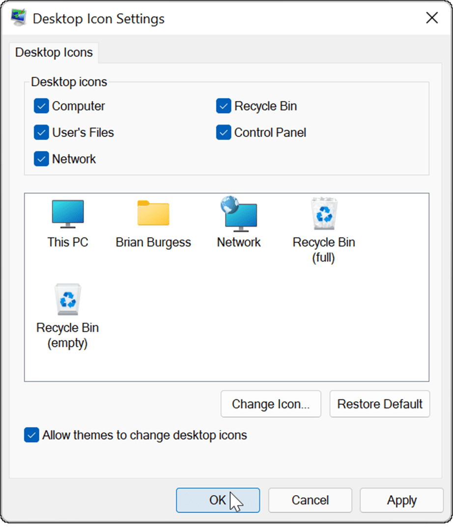 dapatkan kembali ikon desktop lama di Windows 11
