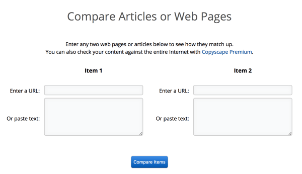 Copyscape dapat membandingkan artikel atau halaman secara berdampingan, sehingga memudahkan untuk mengonfirmasi plagiarisme.