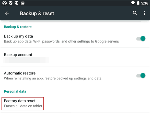 Android 5 Reset Pabrik
