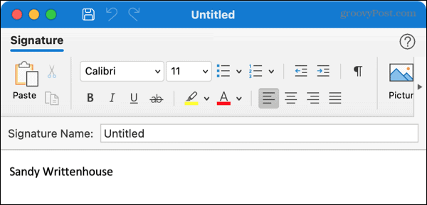 Buat tanda tangan baru di Outlook di Mac