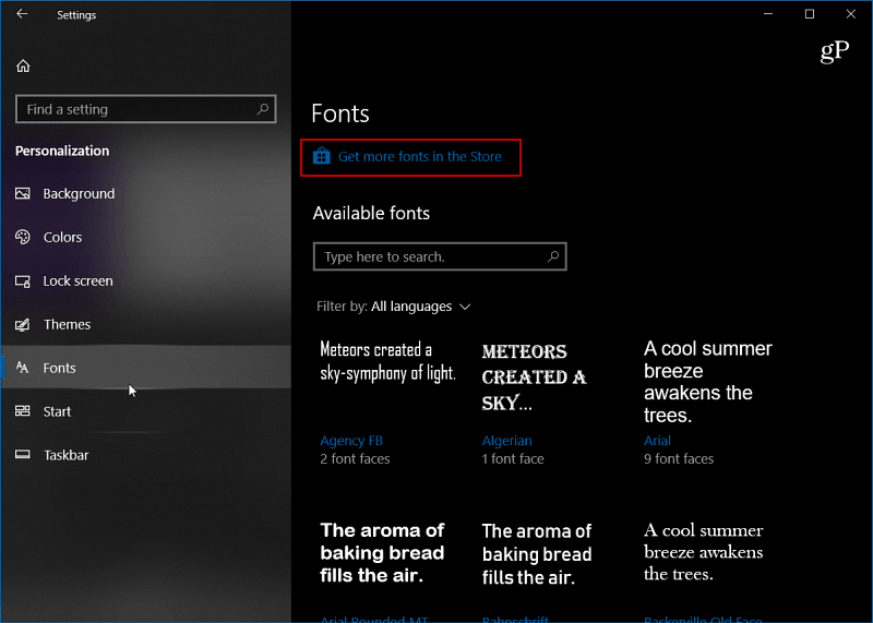 Pengaturan Windows-10-font