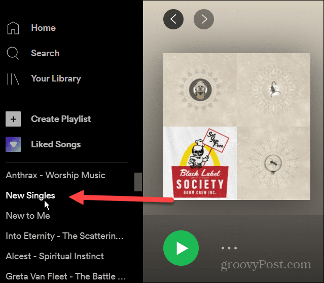 pilih daftar putar Spotify desktop